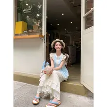 FF BLUE レースセミフレアパンツ【フィット・無地・デザイン性】