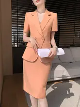 エレガントなデザイン！夏用短袖ワンピース風スーツ【高級感・女性用・職場向け】（セットアップ対応）