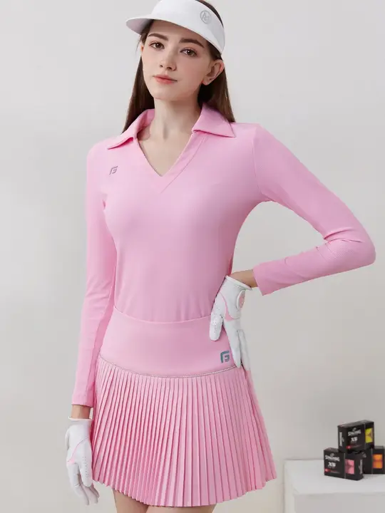 春秋季用 ゴルフレディース長袖ワンピース【スポーツウェア・ストレッチ・テニス対応】（セットアップ対応）