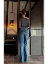 スタイルアップ！ハイウエストフィットデニムパンツ【フレアパンツ・クラシックスタイル・女性用】