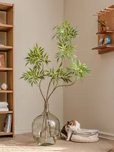リアルな観葉植物風 黄天竺の造花【禅スタイル・インテリア装飾用・テーブル用】
