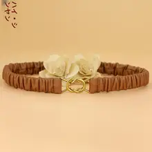 本革製の柔らかいラムスキンのブラウンウエストベルト【スタイリッシュ・フリーサイズ・ドレスやパンツに最適】