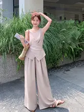 レトロ風カーディガン【ノースリーブ・ワイドパンツ・スタイル】（セットアップ対応）