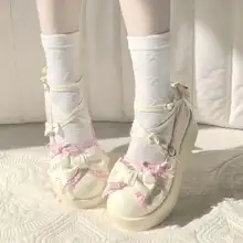 可愛らしいデザインのロリータ風厚底シューズ【通勤・甘美なスタイル・ローファー】