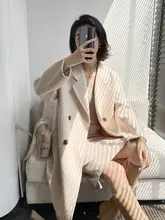 クラシックなコクーンシルエットのダブルフェイスウールコート【中丈・女性用・小柄向け】