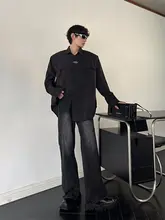 メンズ シャツ フェイクレイヤード パッド入り メタルアクセント オーバーサイズ きれいめ ストリート デザイン性
