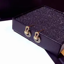 S925 シルバー針ユニークなラインストーン サークル スタッドピアス