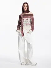 した着心地！露肩ニットカーディガン【秋用・フェアアイル風・配色デザイン】