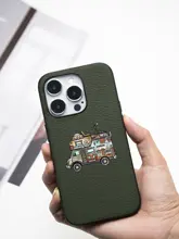 自然を感じるデザインの本革スマホケース【アウトドア・キャンプ風・耐衝撃・イラスト入り】