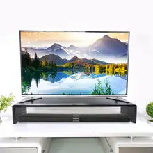天然木製 テレビ用モニター台【収納スペース付き・オーディオ機器置きラック・高置きタイプ】