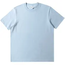 赤ちゃんブルー 無地コットンワイドフィット半袖Tシャツ【ユニセックス・人気カラー】