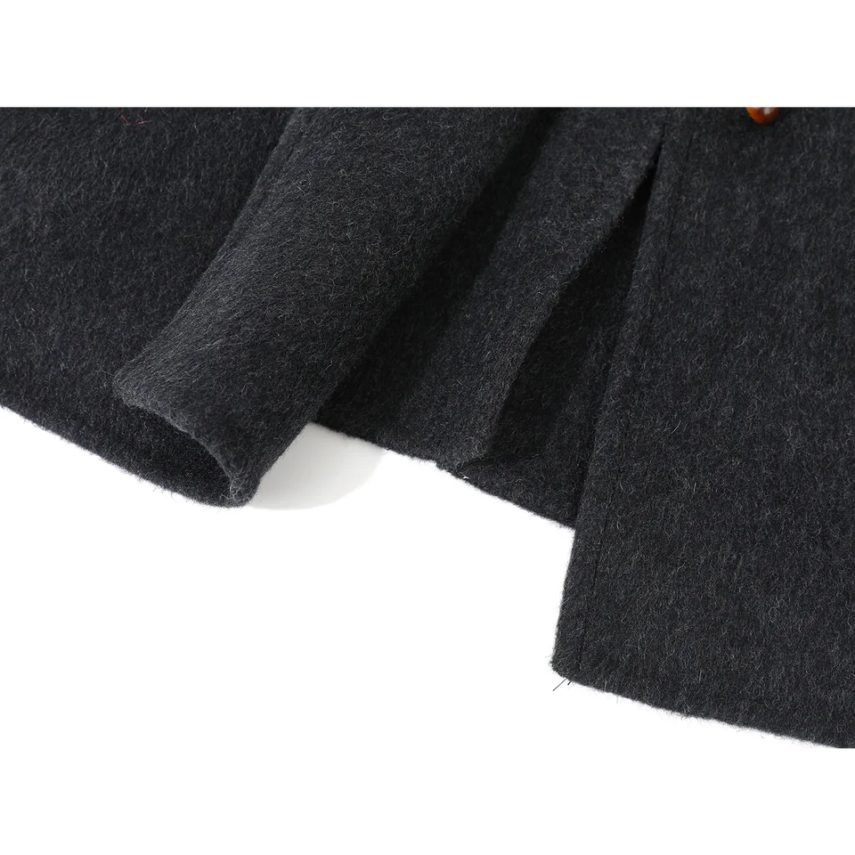 クラシックデザインの中長丈ウールコート【秋冬用・通勤対応・女性用】