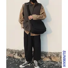 男性用大容量ショルダーバッグ【シンプル・カジュアル・帆布】