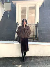 復古風のラビットヘアー翻領コート【極上の柔らかさ・春用・フルリムーブ可能】