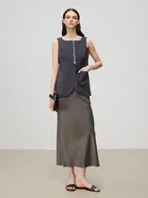 法式スタイルのキャミソールベストと八分パンツ【羊毛泡泡紗・大人の花柄・軽やか】（セットアップ対応）