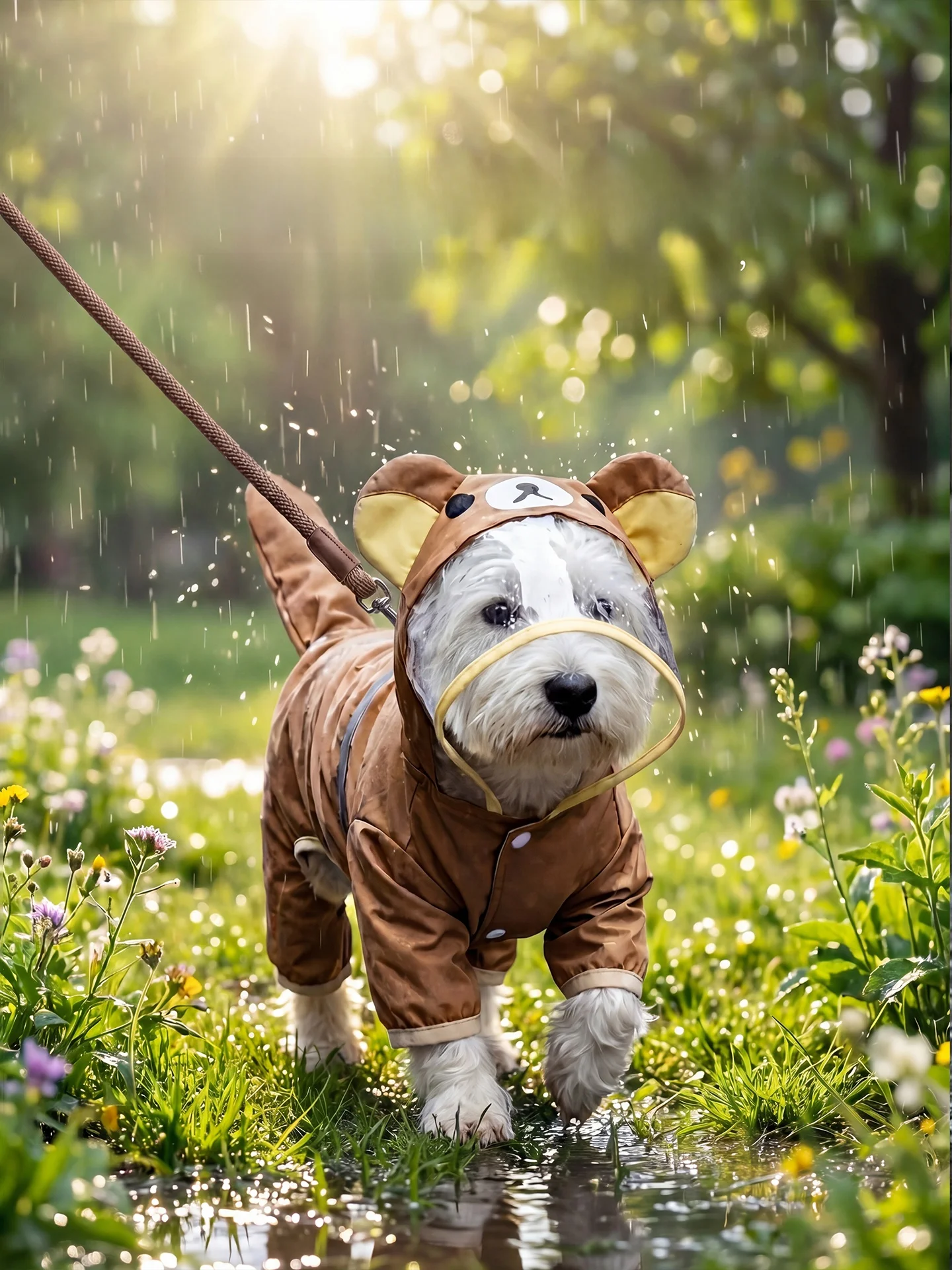 中型犬用レインコート：hipidogのベアデザインが通気性と防水性を両立
