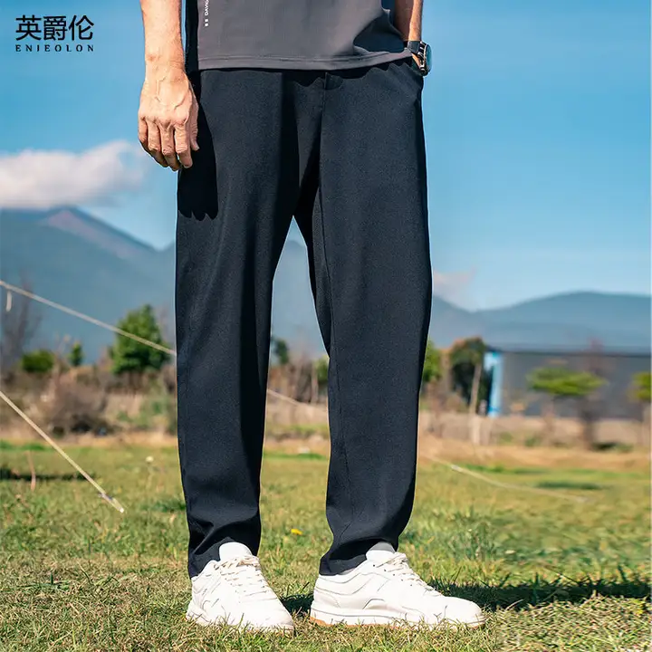 涼感と速乾性に優れた メンズカジュアルパンツ【松緩ウエスト・ストレートシルエット】