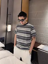 シンプルなデザイン！藏青のストライプTシャツ【半袖・メンズ・カジュアル】