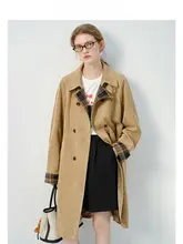 トレンチコート【春用・カラーブロックチェックデザイン・レトロ感】