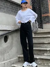 SELFSOLO ハイウエスト ブラックストレートデニムパンツ【レディース・秋冬用】