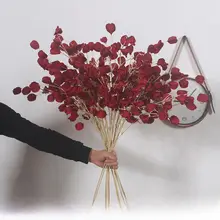 赤い花弁の造花ブーケ【灯篭果デザイン・結婚式装飾用・大枝タイプ】