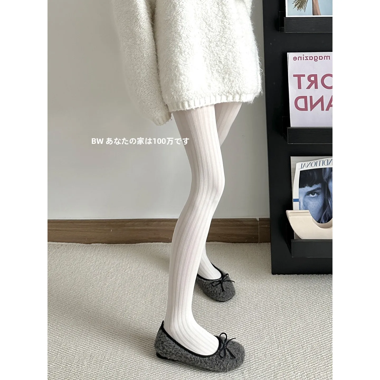 粉紫色の防止設計付きストッキング【引き締め効果・微圧・春秋用・美脚効果・外出用】