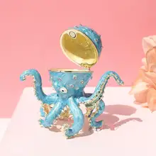 海洋モチーフのオクトパスジュエリーボックス【クリスタルエナメル・リング収納用】