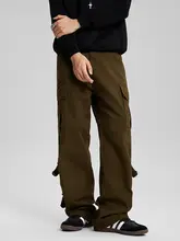 アメリカンレトロ工装パンツ【秋冬用・ゆったりストレート・結束バンド付き・カジュアル】