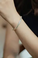 竹節デザインのシルバー925ブレスレット【カップル用・オープンタイプ・誕生日ギフト】