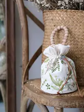 DIY手作り布製水桶バッグ【植物刺繍デザイン・収納用・ギフトに最適】
