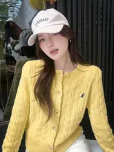 梅子熟了 100%ウールクルーネックニットカーディガン【無地・春用・シンプルデザイン・女性用】