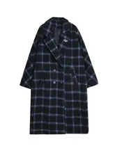 羊毛製 ヴィンテージチェック柄コート【秋冬用・中長丈・厚手】