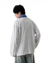 アメリカンビンテージ風ポロシャツ【春秋用・長袖・ゆったりフィット・カジュアル】（セットアップ対応）