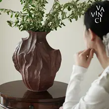 ビンテージ風 中華スタイルのアート陶器フラワーベース【不規則なデザイン・インテリア用】