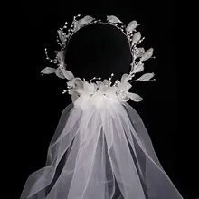 華やかな花冠付きベール【ブライダルアクセサリー・フォト撮影用】