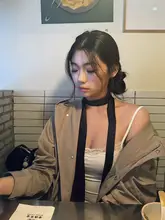 エレガントなロングシルクスカーフ【首元や髪に使える・飾り紐・バッグに巻きつけ可能】