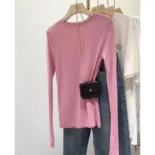 シンプルな薄手日焼け防止長袖Tシャツ【レディース・アイスシルク・通気性・丸首】