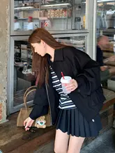 コントラストカラーのプリーツスカート【秋冬用・レディース・ミニスカート・カジュアルスタイル】（セットアップ対応）