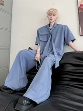 高級感溢れるデザイン！短袖シャツ【立体感のあるネクタイデザイン】とワイドパンツ（セットアップ対応）