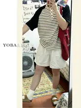 白色のショートパンツ【夏用・薄手・ハイウエスト・ワイドレッグ】
