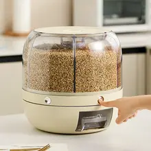 回転式分格米桶【虫対策・湿気防止・密閉蓋・穀物収納用】