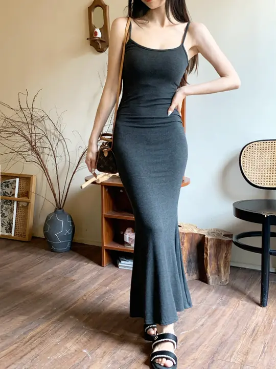 美スタイルを引き立てるフィッシュテールドレス【スリーブレス・フランス風・秋用】