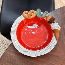 ENDLESS クリスマスデザイン 立体陶器製プレート【家庭用・パスタ皿・デザート皿】