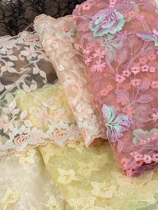 カラフルな両面網状刺繍レーストリム【民族風・リボン付き】