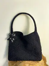 灯芯绒手編みトートバッグ【女性用・ショルダーバッグ・秋冬用】