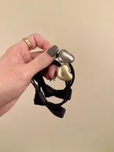 シンプルな金属製ハートヘアゴム【バタフライリボン・低いポニーテール用】