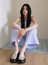 厚底ハンモックサンダル【女性用・白色・本革・夏用・ビーチ・シンプルデザイン】