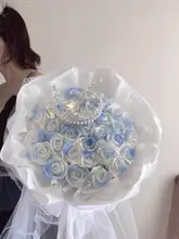 造花のソープフラワーブーケ【アイスブルー薔薇・誕生日・実用的ギフト】