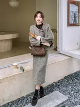 羽绒内蔵のウールスカート【冬用・加厚・デザインスカート】（セットアップ対応）