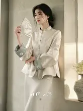 新中式デザインの立襟ショートジャケット【女性用・醋酸提花・エlegantスタイル】